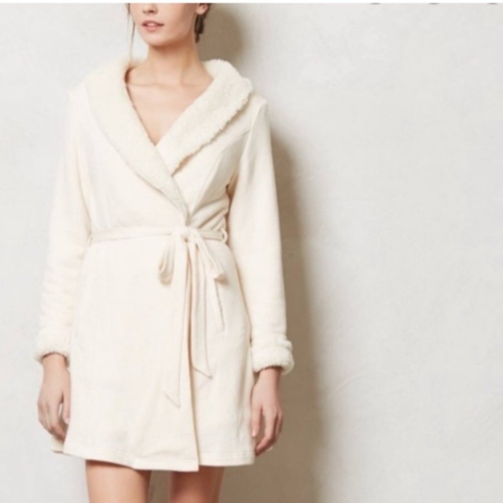 Anthropologie Saturday Sunday Faux Fur Short Sleep Robe Size Small Lounge H97
